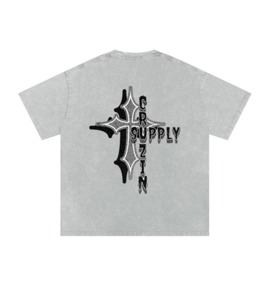 Grey Snow Wash Oversized Tee