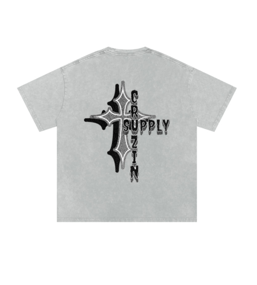 Grey Snow Wash Oversized Tee