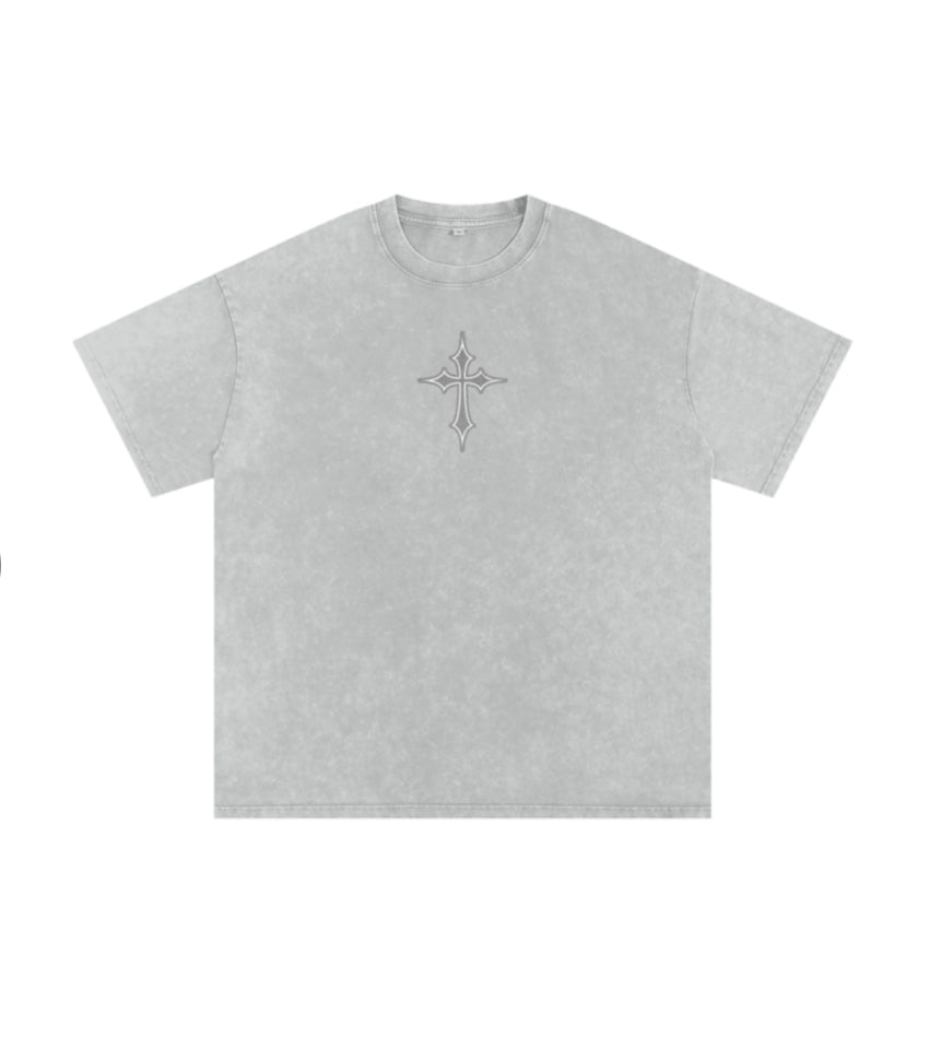 Grey Snow Wash Oversized Tee