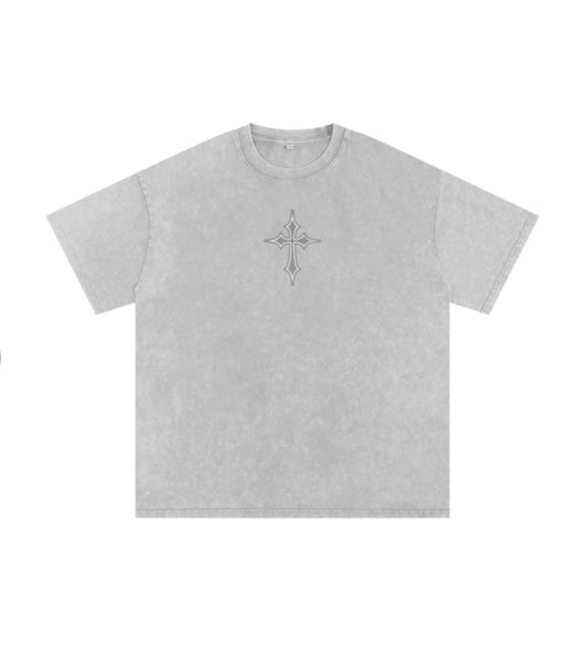 Grey Snow Wash Oversized Tee