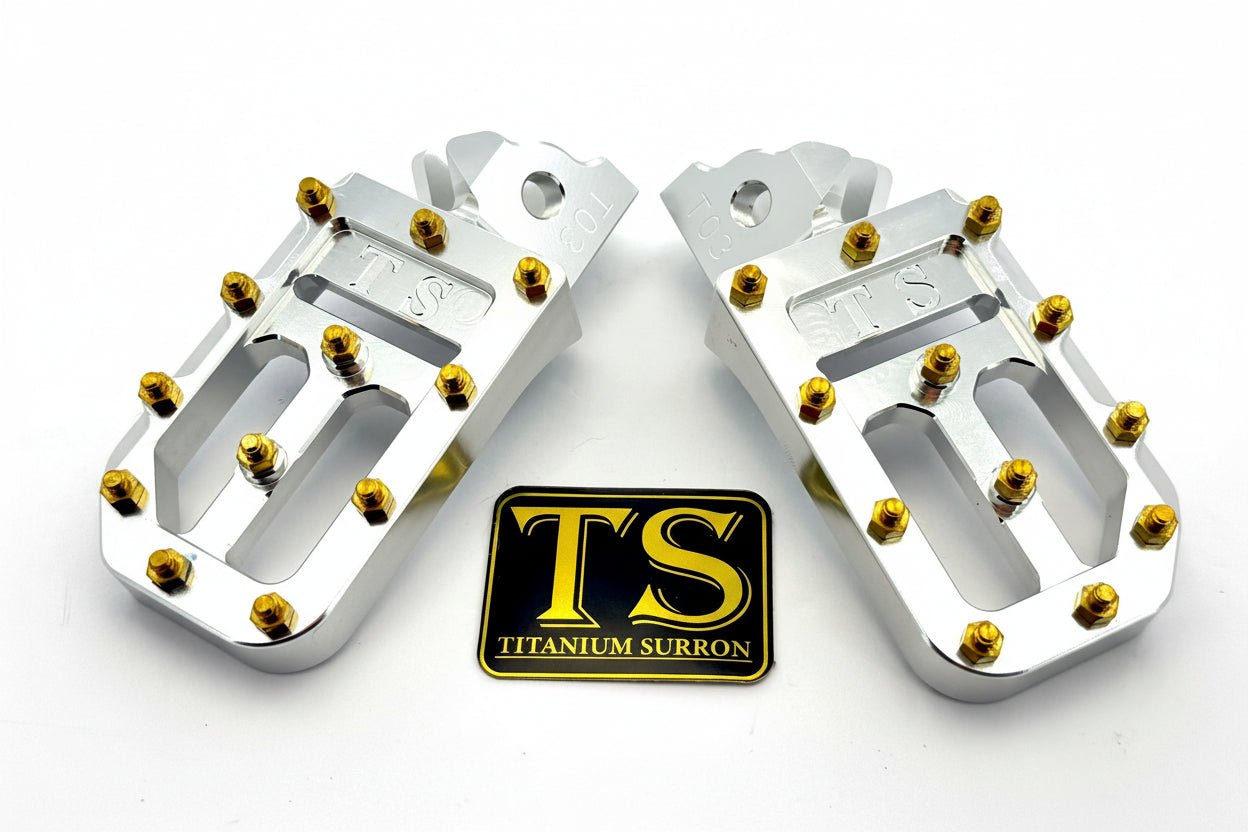 TS Custom Foot Pegs w/ Titanium Grips for Surron and Most Light E-moto