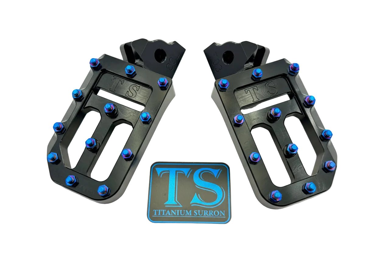 TS Custom Foot Pegs w/ Titanium Grips for Surron and Most Light E-moto